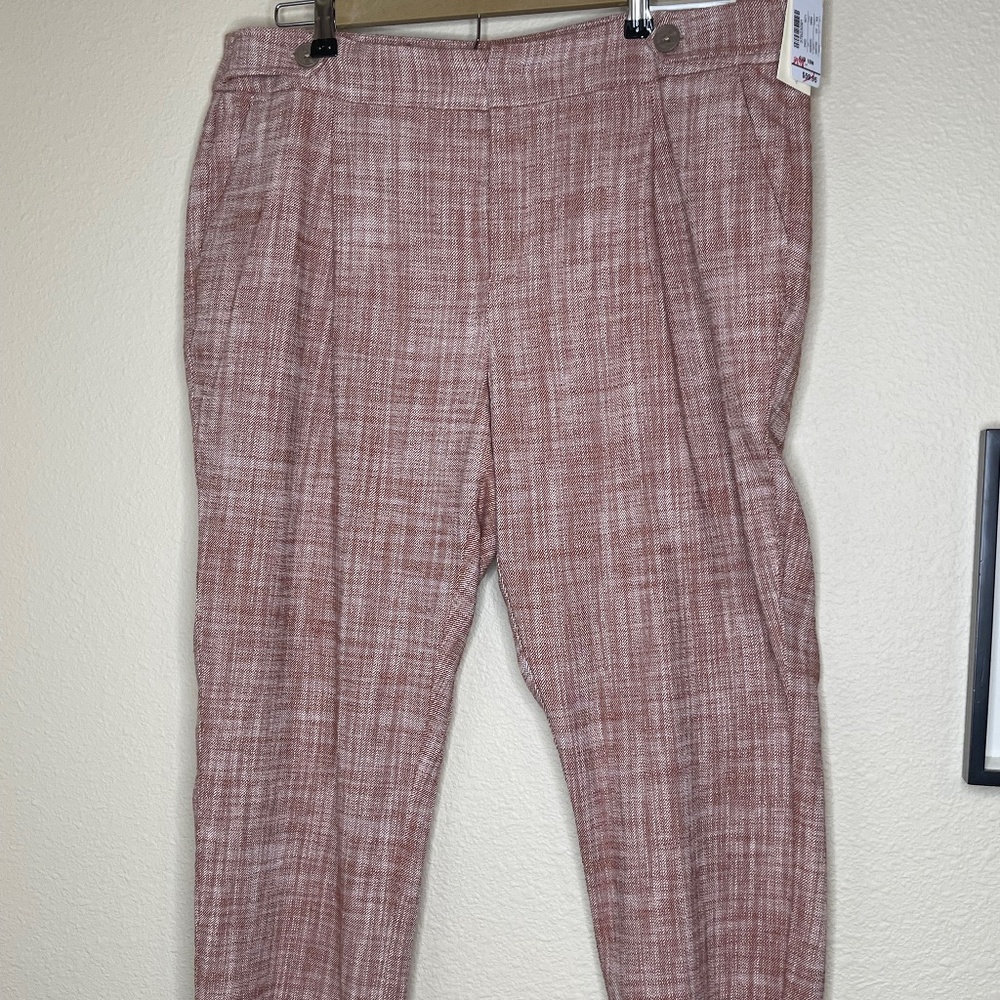 NWT CJ Banks wine tweed trouser high rise relaxed fit 16w